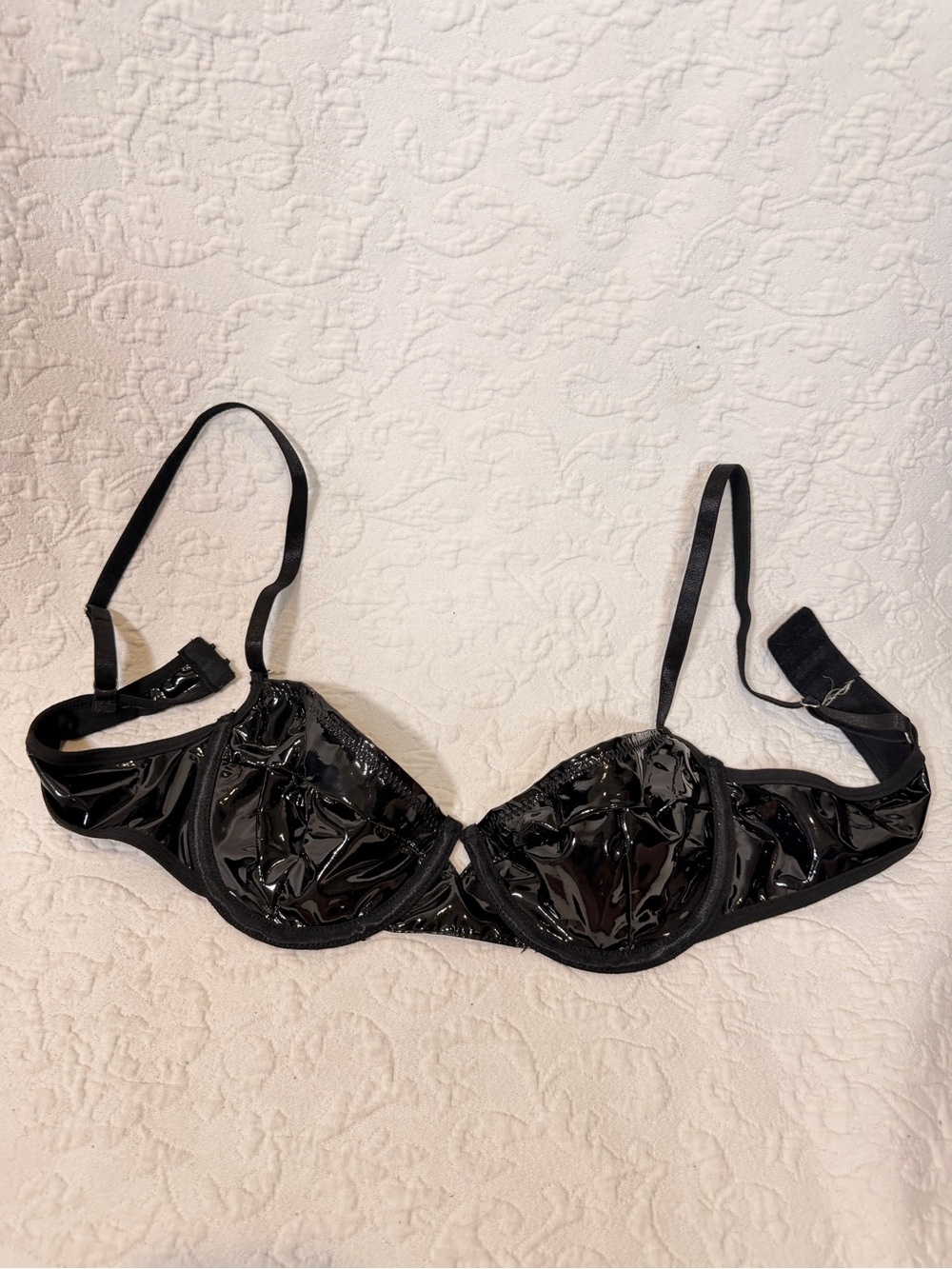 iHeartRaves Black Patent Underwire Bra